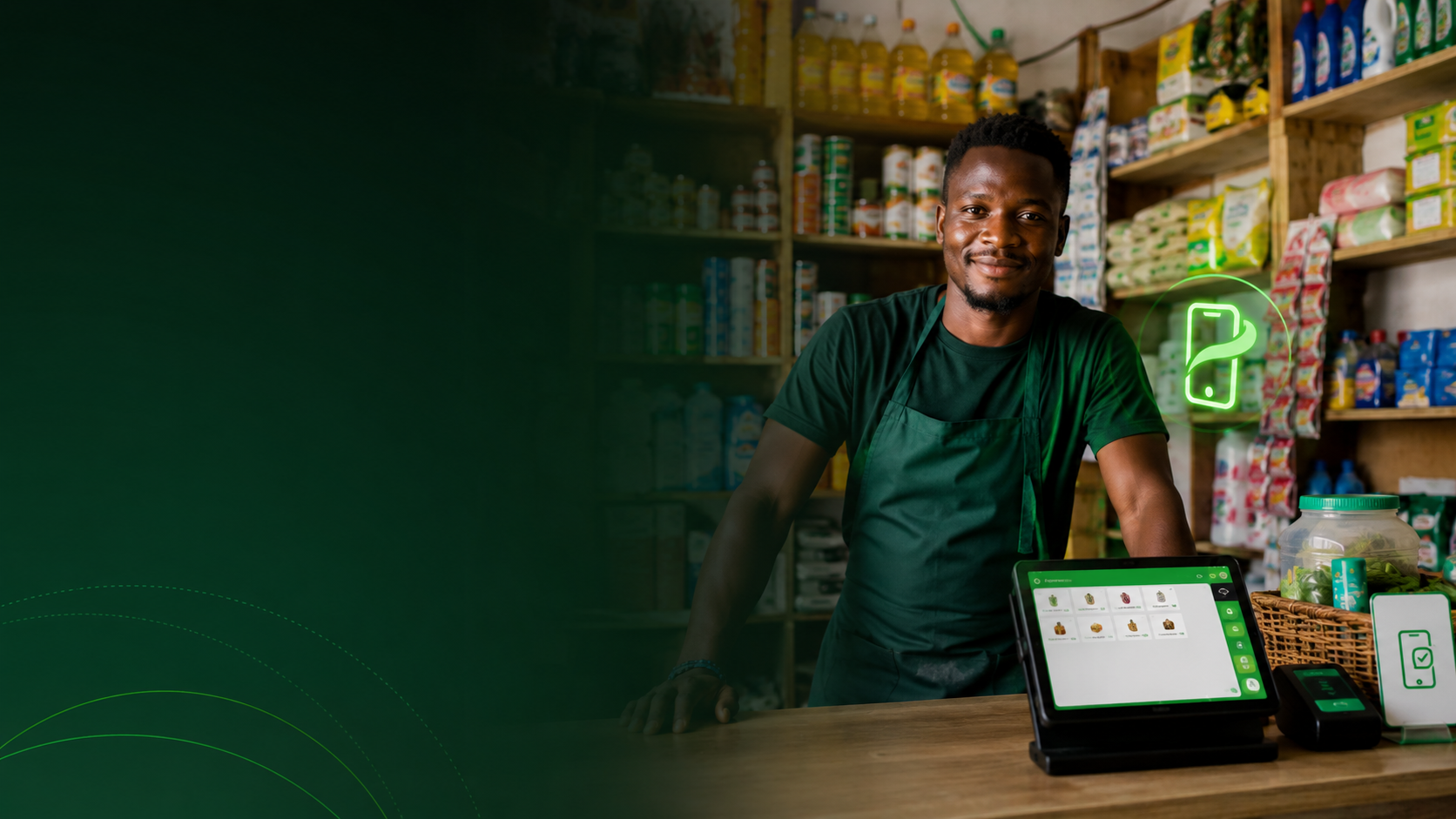 Shop owner using a point of sale system